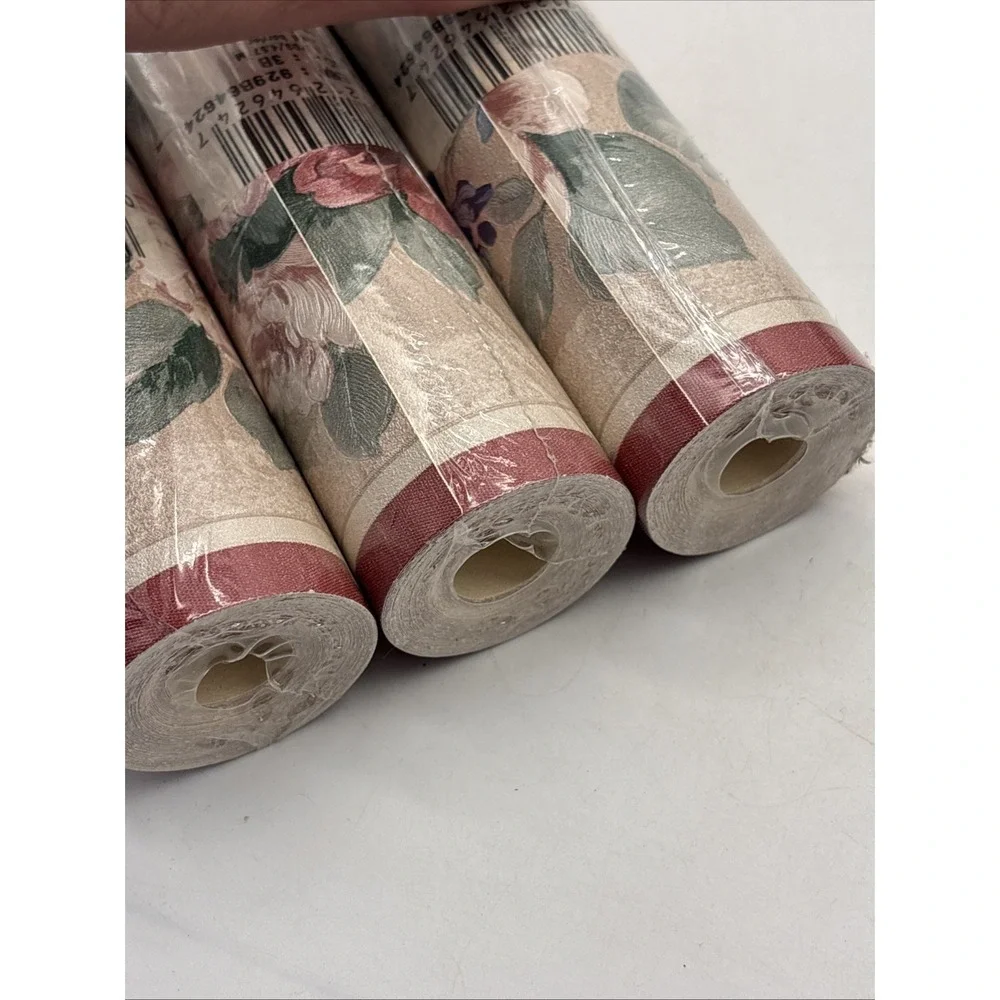 3- Brewster Home Fashions wallpaper border Floral Cottage Country NOS